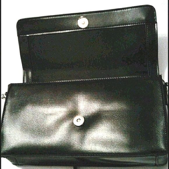 Merona Black & Leopard Print Vegan Leather Classic Envelope Clutch Bag - Picture 5 of 8